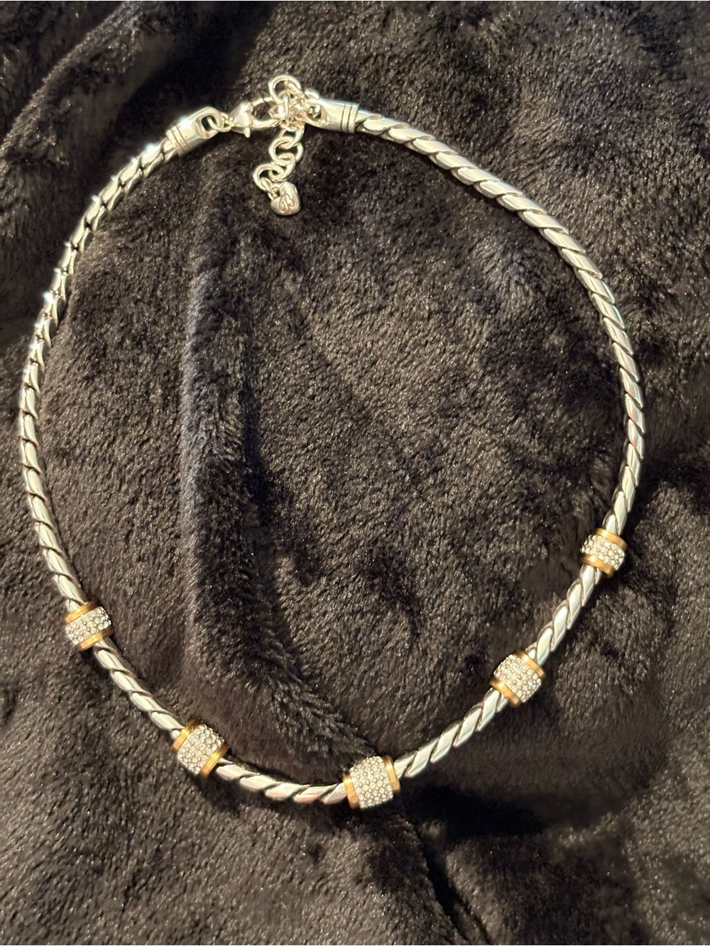 Brighton Meridian Two-Tone Pave Crystal Stations Rope Chain Necklace